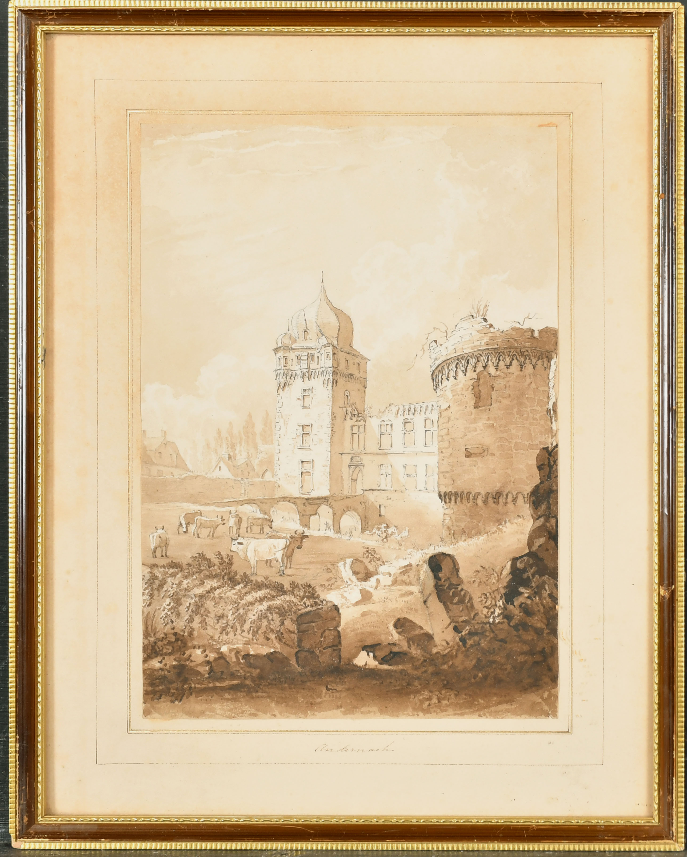 Early 19th Century English School. "The Palace of the Duke of Nassau at Biebrich", Ink and wash, - Image 9 of 14