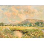Louis Burleigh Bruhl (1861-1942) British. A Mountainous River Landscape, Oil on canvas, Signed,