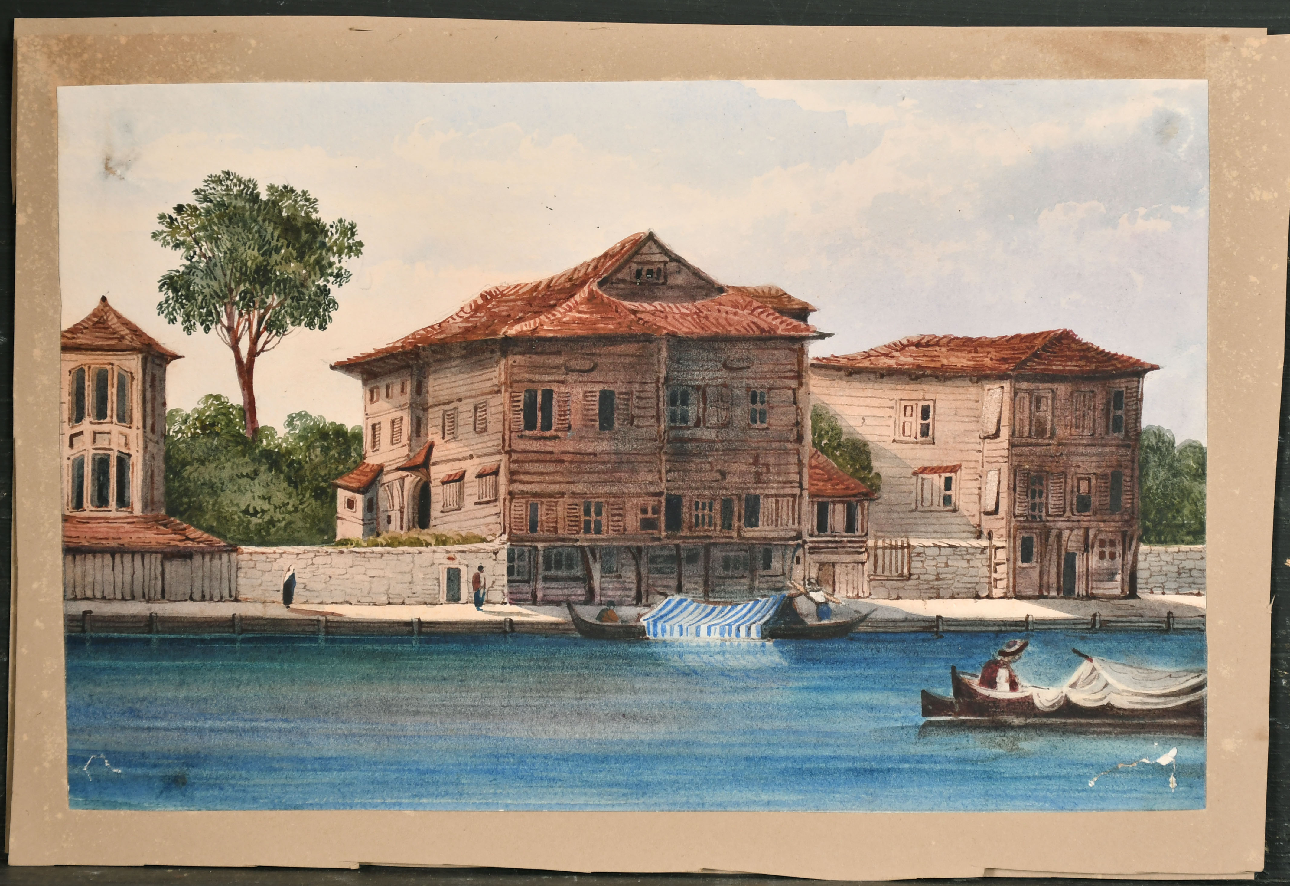 19th Century English School. A Scene on the Bosphorus, Watercolour, Unframed 5.5" x 9" (14 x 22.8cm) - Image 5 of 5