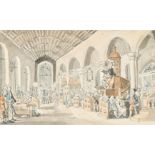 Manner of Thomas Rowlandson (1756-1827) British. A Sermon, Watercolour, 4.4" x 7.25" (11.1 x 18.