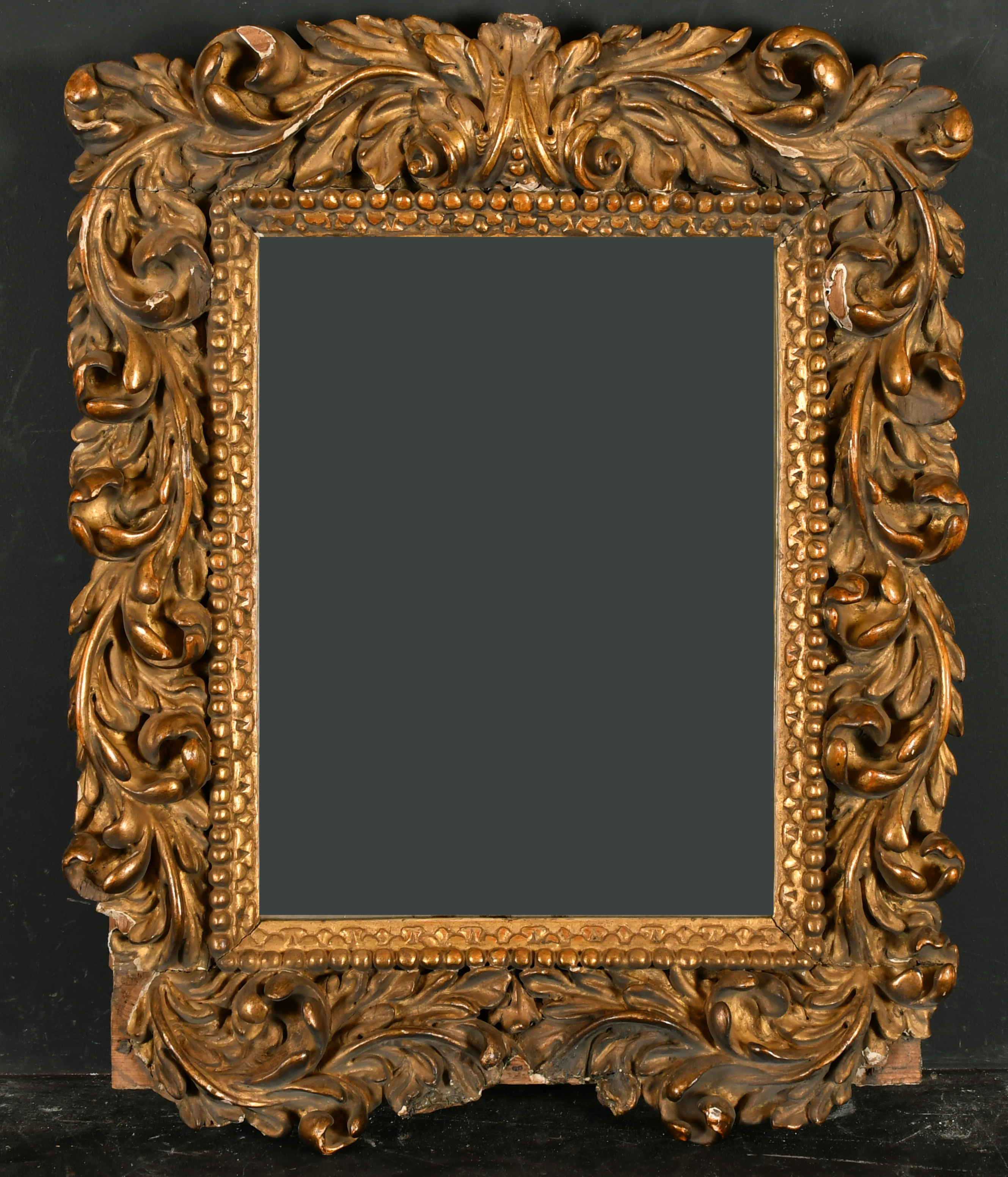 19th Century European School. A Carved Giltwood Frame, with inset mirror glass, rebate 10.75" x 8. - Image 2 of 3