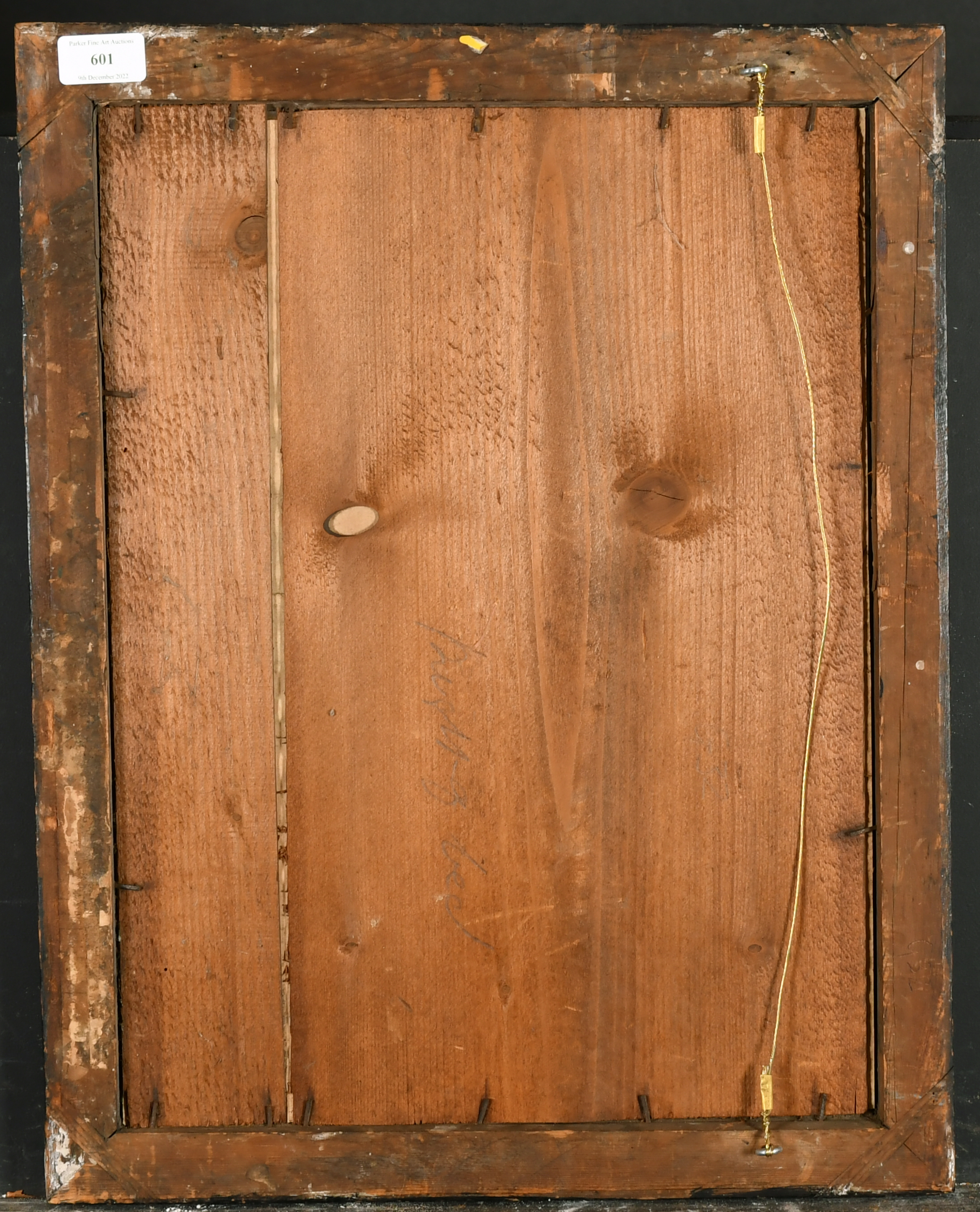 18th Century English School. A Carved Giltwood and Black Painted Frame, with inset glass and - Image 3 of 3