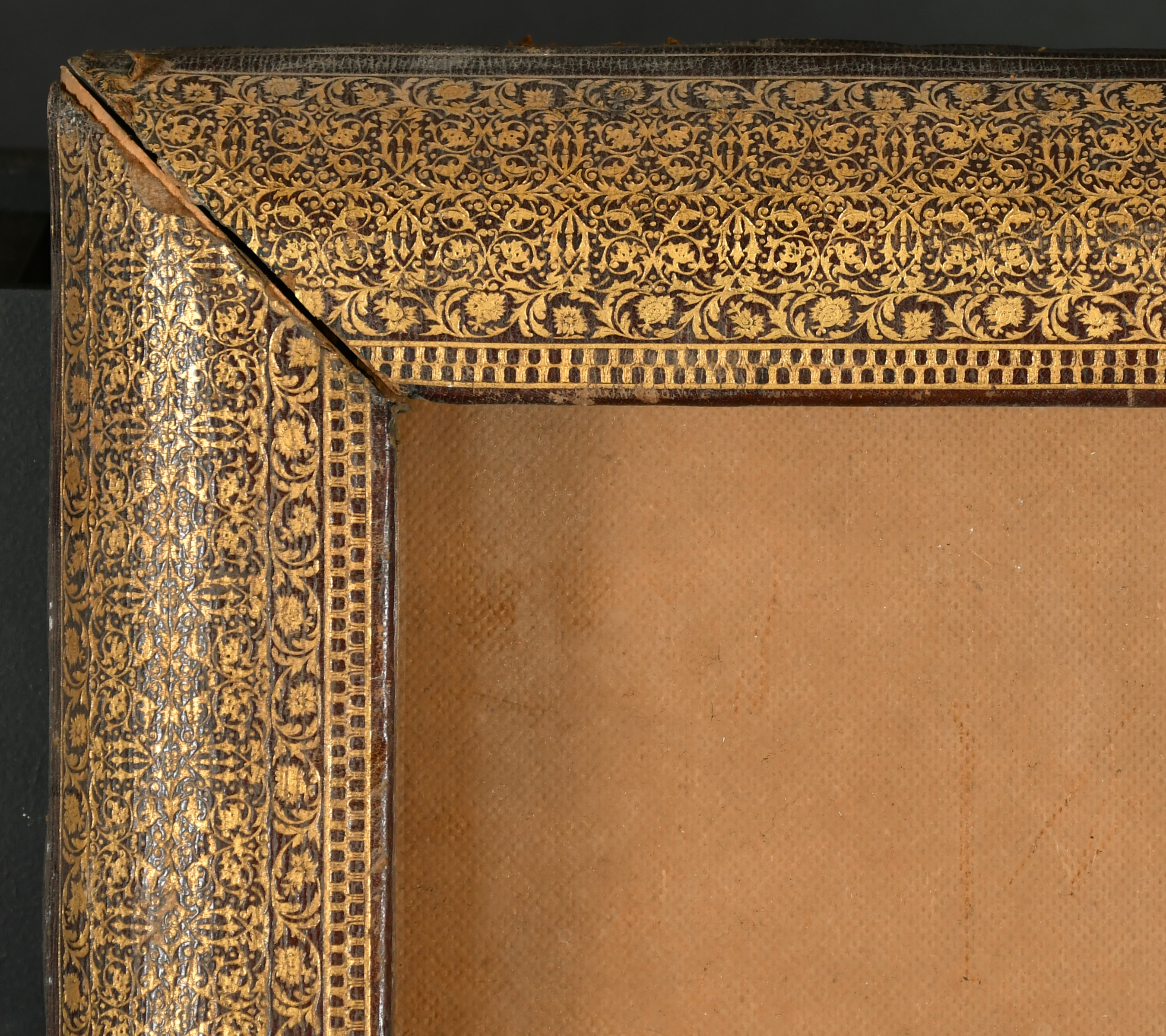 19th Century English School. A Gilded Leather Frame, with inset glass, rebate 17" x 15" (43.2 x 38.