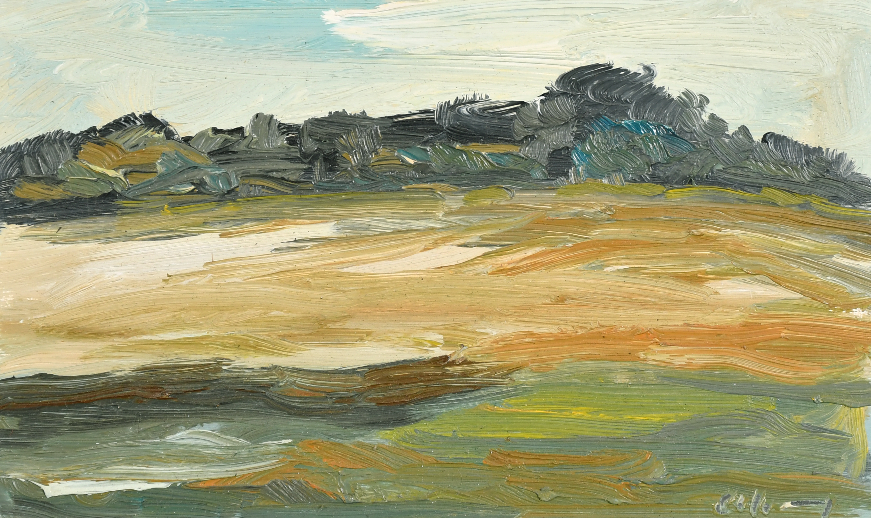 20th Century English School. An Open Landscape, Oil on Board, with indistinct incised signature,