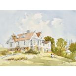 Dudley Burnside (1912-2005) British. Study of a Country House, Watercolour, Signed, Unframed 13.5" x