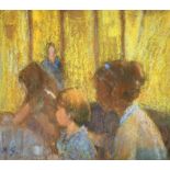 Rita Greig (1918-2011) British. "Figures in a Marquee", Pastel, Signed with initials, and
