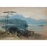 Henry Bright (1810-1873) British. A Lake and Mountain Landscape, Pastel, Inscribed on mount, 5.5"