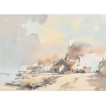 Anthony Bloomfield (20th Century) British. A Quayside Village possibly Aldeburgh, Watercolour,