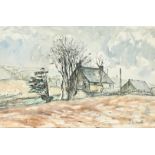 Peter Coate (1926-2016) British. Study of a Cottage, Watercolour and ink, Signed, 15.75" x 24" (40 x