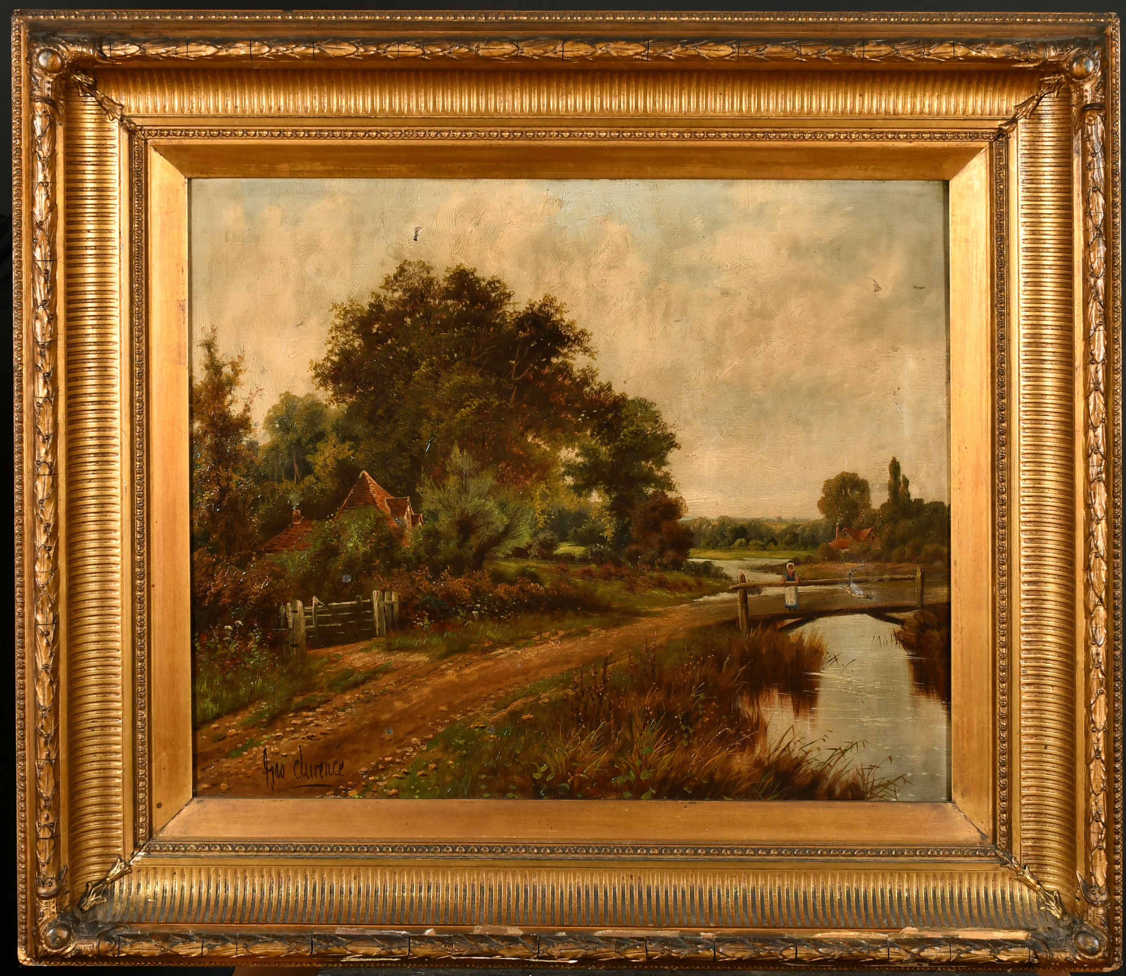 George Clemence (19th-20th Century) British. A River Landscape with a Cottage, Oil on canvas, - Image 2 of 6