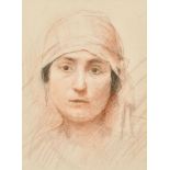 20th Century French School. Head of a Lady, Sanguine and pencil, 11.25" x 8.25" (28.6 x 20.8cm)