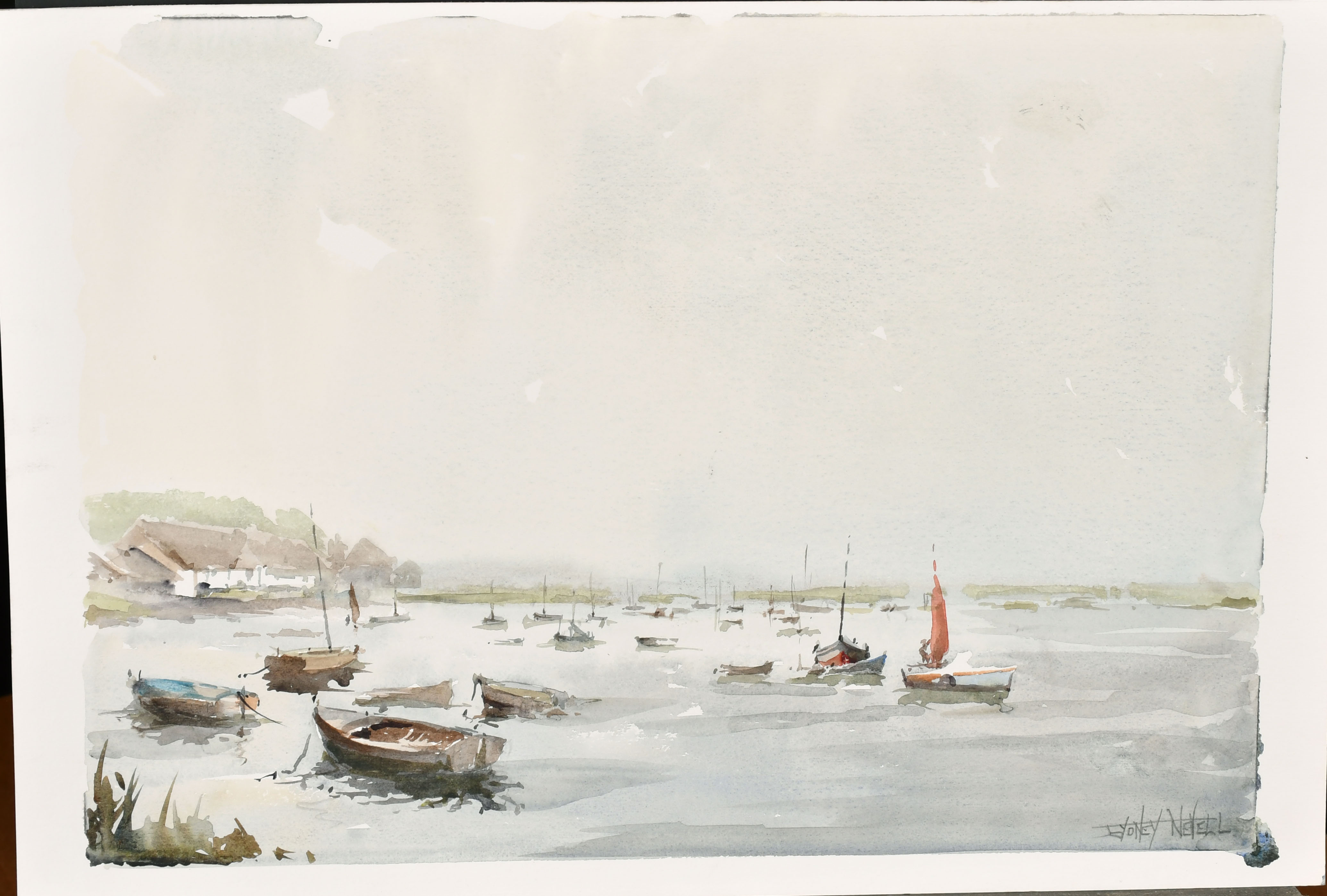 Sydney Nevell (20th Century) British. Boats in an Estuary, Watercolour, Signed in pencil, Unframed - Image 2 of 10