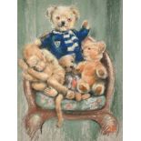 Anthony Bloomfield (20th Century) British. Teddy Bears, Pastel, Signed with initials, 17.5" x 13.