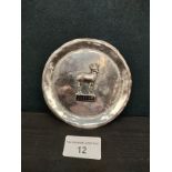 Indian silver small tray with stag foliage 57 grams .