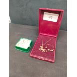 9ct gold chain with 9ct gold horse pendant , pair of 9ct gold earrings together with 9ct gold
