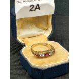 9ct gold clear and pink stone 1900s ring .