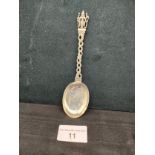 Large indian silver ornate spoon 59 grams .