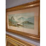 Large Victorian loch Highland scene titled loch Nevis in fitted frame .