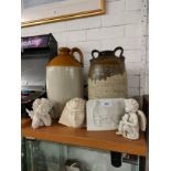 2 stone ware flagons , angel figures together with lladro plaque etc .