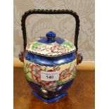 Maling blue thumb print biscuit barrel.