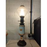 Beautiful victorian porcelain oil lamp converted to electric .