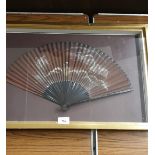 Framed oriental fan .