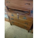 19th century bow style front 2 over 2 oak chest .