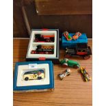 Lot of vehicles includes corgi skipper , Webster double truck set etc .