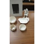 Lot of Belleek includes photo frame , Irish man figure etc.