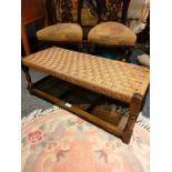 Beautiful example of a long double section Scottish rattan topped stool .