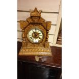 Large Victorian mantel clock with prince of Wales style finial with key and pendulum.