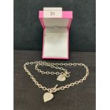 Silver tbar necklace with matching silver tbar bracelet .