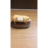 Beswick Tamworth Pig on wooden Plinth .