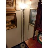 Chrome Modern Floor lamp with glass shade .