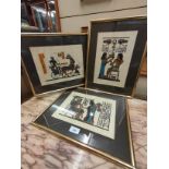 3 Egyptian modern pictures framed .