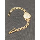 9ct gold Vertex renue watch with 9ct gold bracelet 13 grams gross weight.