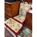 1940/50s chair with matching stool with queen anne legs .