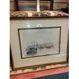 Harbour Scene watercolour signed Webster Ross. 89. framed .