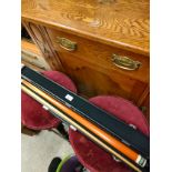 Super league Snooker cue in fitted case.