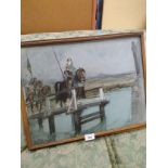 Original Pastel Drawing from punch with soldier scene by Iris Josephine Browne with details to back.