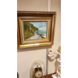 Irish oil Painting Antrim Coastal Road by Paul Kirk in gilded Frame measures 38cms by 34 cms .