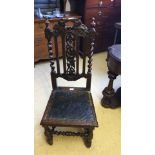 Victorian church style Carved Oak Parlour Chair .