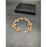 Silver and Baltic amber set bracelet .