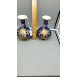 Pair of Rare Carlton Ware Blue Royale Pagoda pattern Vases Stunning pair good quality .