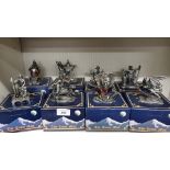 Shelf of Tudor mint Myths And Legends Cast Metal Figures boxed.