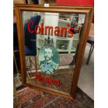 Large antique Coleman's advertising mirror .stands 3ft in height .