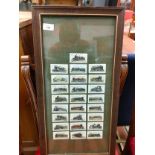 Set of wills train cigarette cards in fitted frame..