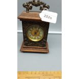 Fantastic Quality little Brass and Wood Carriage Clock Ornate Brass Front with Dragon pattern on 4