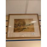 Watercolour depicting countryside scene dated 1902 signed smith. In fitted framing .