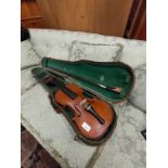 Lutherie artistique Jean Baptiste violin dated 1893 with bow and casing.